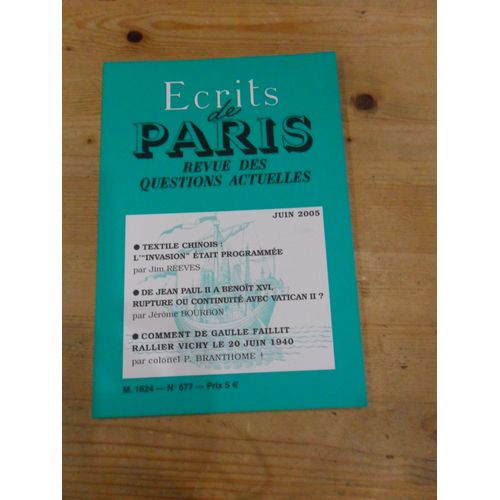 Ecrits De Paris Revue Des Questions Actuelles N°676 : Non, Trois Fois Non Le 29mai !