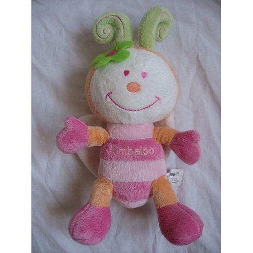 Peluche Doudou Abeille Papillon Rose Orange Et Vert - Kimbaloo - 34 Cm La Halle