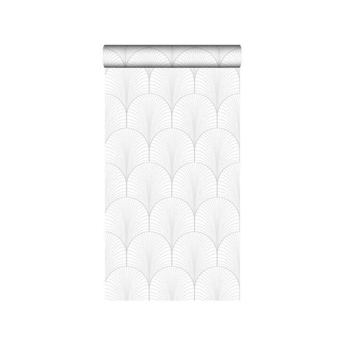 1 rouleau de papier peint vinyle Joséphine blanc argent