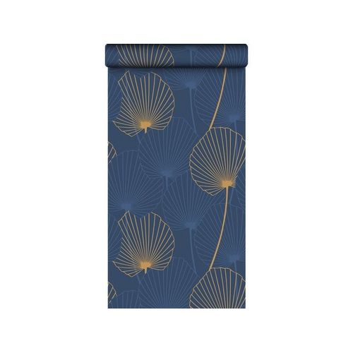 Rouleau de Papier peint vinyle sur intissé joy fleur bleu et or