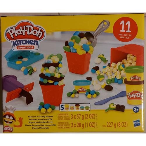 Play-Doh Kitchen - Set Popcorn Et Bonbons - 5 Pots De Pâte À Modeler Et 11 Accessoires