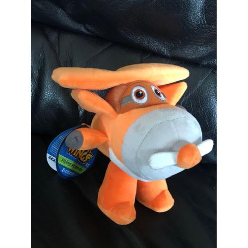 Doudou Peluche Avion Plane Orange Super Wings 19cm