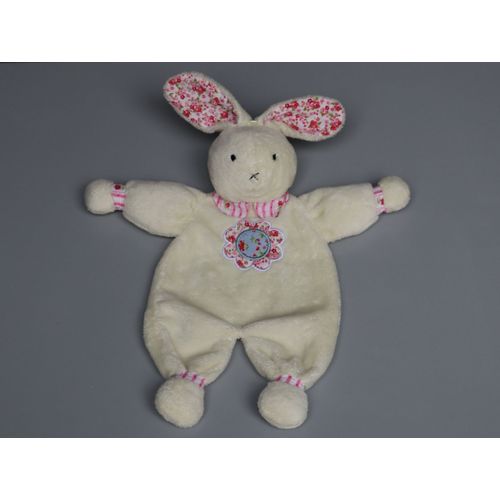 Doudou Lapin Plat Blanc Fleurs Jellycat