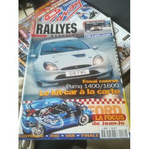 Rallyes Magazine 72 De 1999 Rac,Var,Ford Puma Kit Car,Rouillard,Yonne