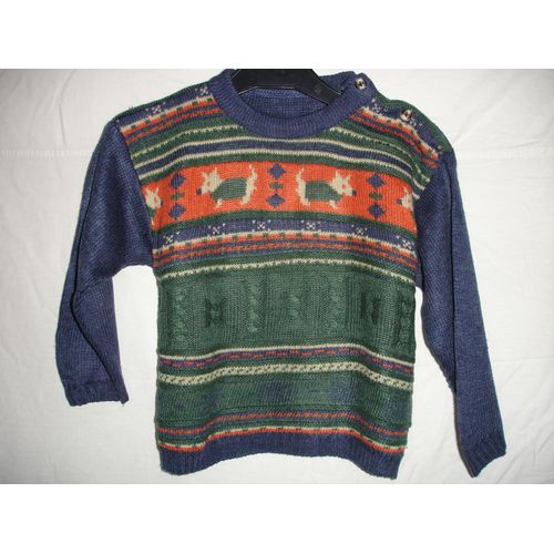 Pull Bleumarine Motif Multicolore "Kiabi" 4/5 Ans