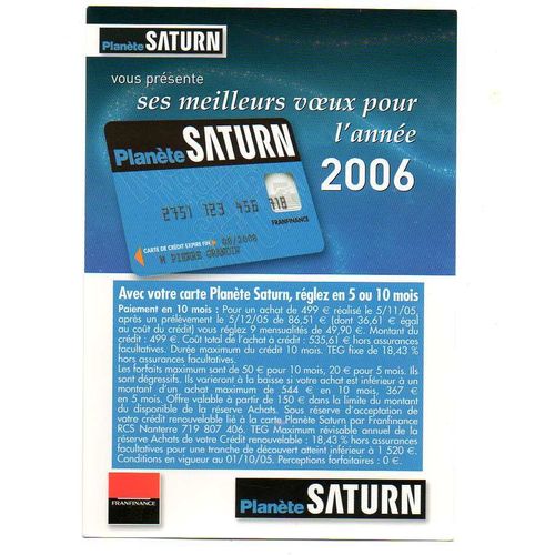 Calendrier Planète Saturn 2006
