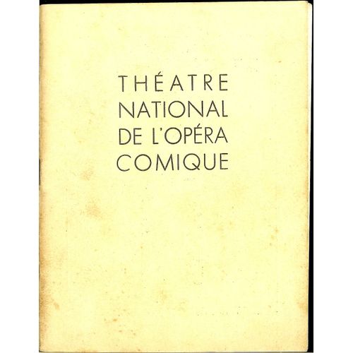 Programme Theatre National De L'opéra Comique/03.01.1952