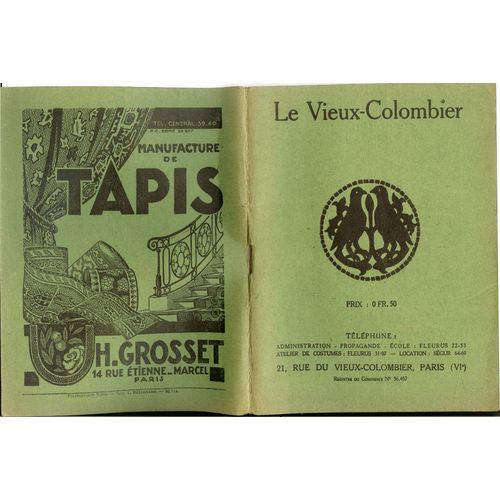 Programme Le Vieux Colombier Mai 1924