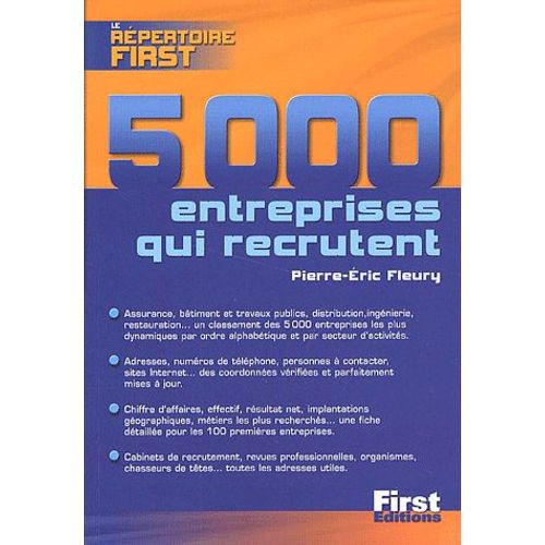 Le Répertoire First Des 5 000 Entreprises Qui Recrutent