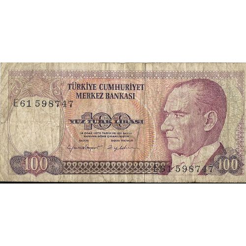 Turquie Billet 100 Livre 1970
