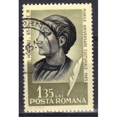 Roumanie 1965 : Horace (Quintus Horatius Flaccus), Poète Latin (65-8 Av. J.C.) - Timbre Oblitéré