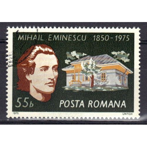 Roumanie 1975 : 125è Anniversaire De La Naissance De L'écrivain Mihaï Eminescu (1850-1989), Grand Poète National - Timbre Oblitéré