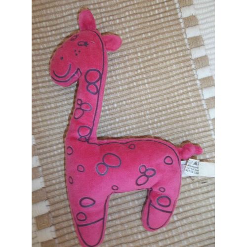 Doudou Hochet Girafe Rose Bout'chou Monoprix Grelot 23 Cm