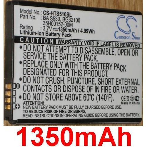 Batterie Pour Htc Desire S, Htc Pg88100, Htc S510e, Htc Saga, P/N: 35h00152-00m, Ba S530 Bas530, Bg32100, **1350mah**