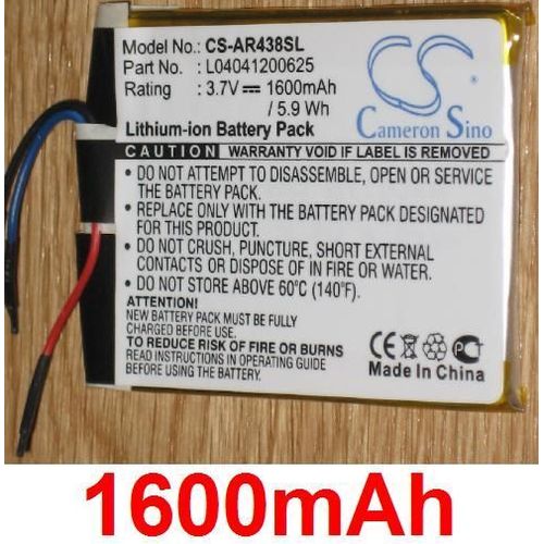 Batterie Pour Archos 43 Internet Tablet, Archos A43it, Archos A43it 16gb, Archos A43it 8gb, P/N: L04041200625, **1600mah**