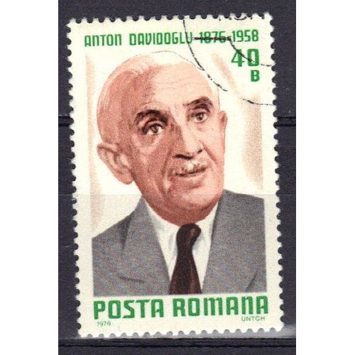 Roumanie 1976 : Portrait Du Mathématicien Anton Davidoglu (1876-1958) - Timbre Oblitéré
