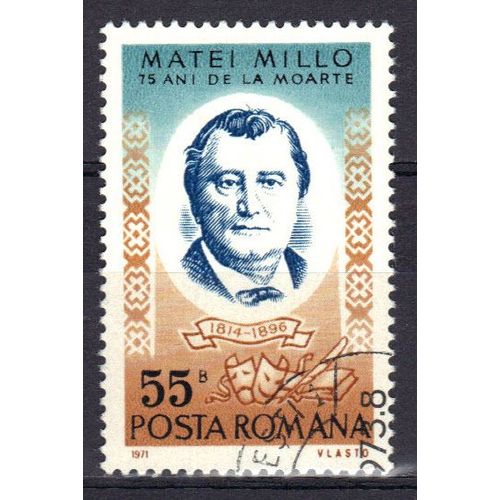 Roumanie 1971 : Matei Millo (1814-1896) - Timbre Oblitéré