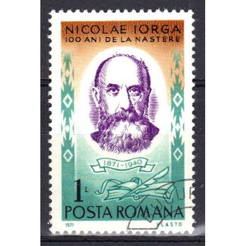 Roumanie 1971 : Nicolae Iorga (1871-1940) - Timbre Oblitéré