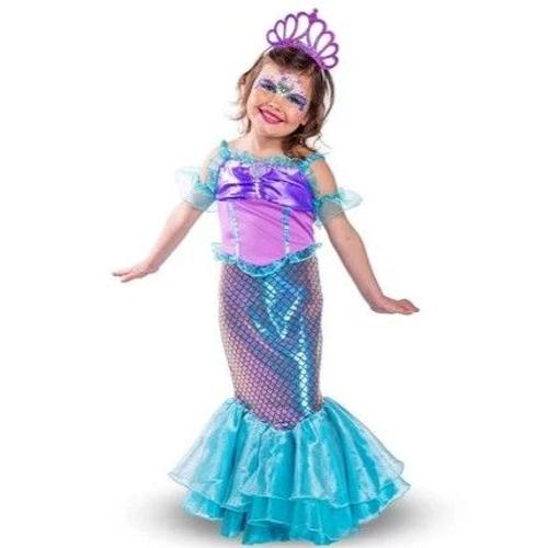 Déguisement Costume Robe De Princesse Sirène Comme Ariel + Serre-Tête Fille 4 Ans César