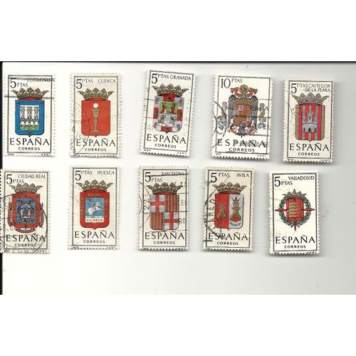 Armoiries Des Villes D'espagne 10 Timbres