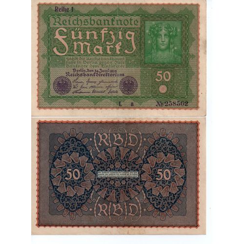 Allemagne - Billet 50 Marks 1919 , Reihe (Série) 1