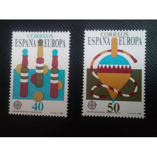 Timbre Espagne Y T 2620 / 2621 Série : Europe (C.E.P.T.) - Jeux D'enfants 1989 ( 030308 )