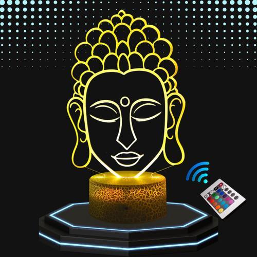 Lampe de chevet 3D LED Zen Bouddha deco maison, Veilleuse changement de couleurs, Lampe tactile bureau et chambre enfant, Eclairage ambiance décoration de maison 3D, Idée cadeau anniversaire et noël