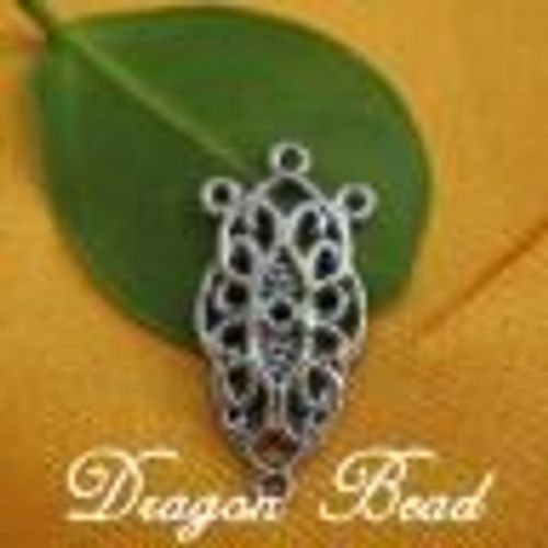 2 Perles Connecteurs D'argent Tibetain 25mmx10mm