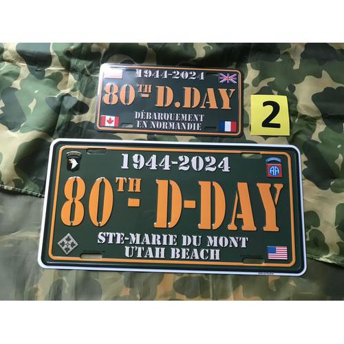 Lots De 2 Plaques Commemorative Du 80 Th D-Day 1944-2024 1944 Normandy 2024 Overlord Memory Tbe