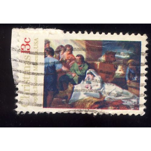 Timbre U S A, Christmass, Copley, Boston Museum, 13 Cents, Oblitéré