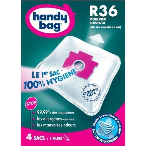 Handy Bag R36 - Kit d'accessoires pour aspirateur - pour aspirateur - pour Rowenta SILENCE FORCE RO466211, RO4729, RO474311; SILENCE FORCE COMPACT RO 4627, RO4629.11