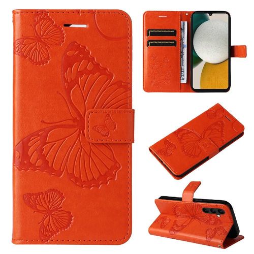 Étui Pour Coque De Téléphone Samsung Galaxy A34 Couverture Magnétique Couverture Antichoc Flip Kickband Cuir Pu Avec Support De Fente Pour Carte - Orange
