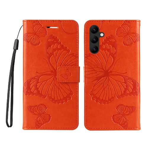 Étui Pour Coque De Téléphone Samsung Galaxy A24 4g Couverture Magnétique Flip Kickband Couverture Antichoc Avec Support De Fente Pour Carte Cuir Pu - Orange