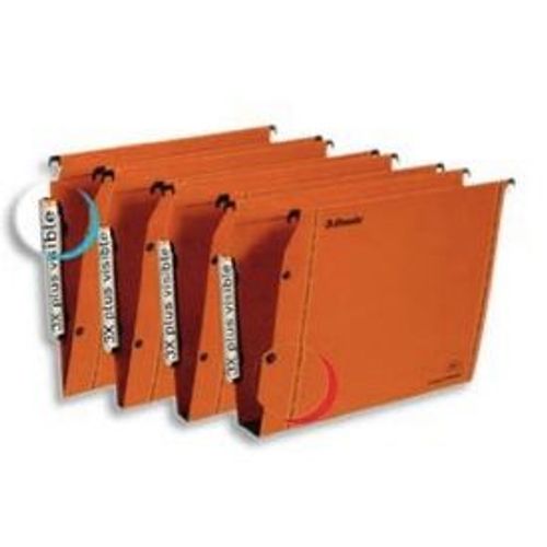 Esselte - Boîte De 25 Dossiers Suspendus Lmg Pour Armoire - En Kraft Orange - 220 G/M² - Fond 50 - Bouton-Pression