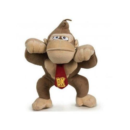 Peluche Singe Donkey Kong 26 Cm - Set Doudou Super Mario Classique Enfant + 1 Carte Tigre - Singe Brun