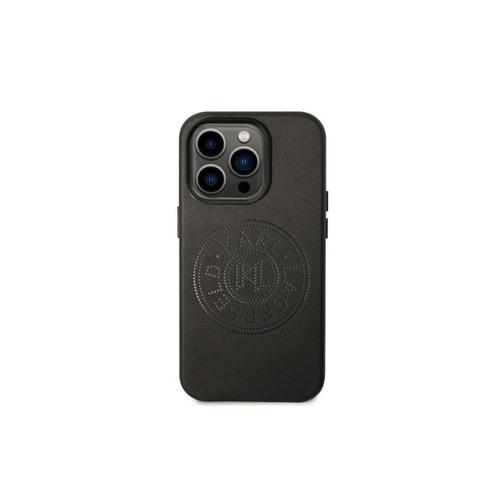 Coque Iphone 14 Pro Max Karl Lagerfeld Cuir Pu Logo Perforé Noir