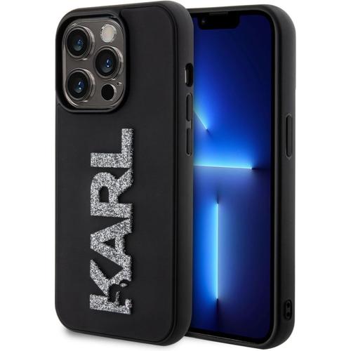 Karl Lagerfeld Coque 3d Caoutchouc Paillettes Logo Karl Iphone 15 Pro Noir