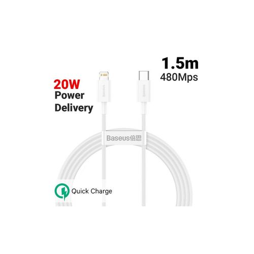 Câble Lightning vers Type-C PD Baseus Superior Series Blanc