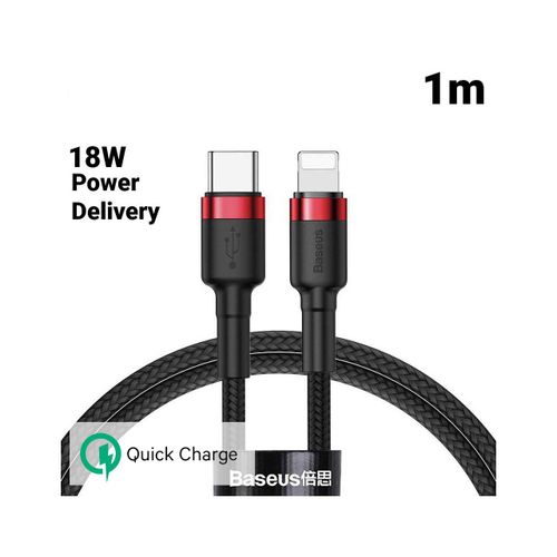 Câble Lightning vers Type-C Baseus Coffee Series Rouge et Noir (1m, 18W, PD)
