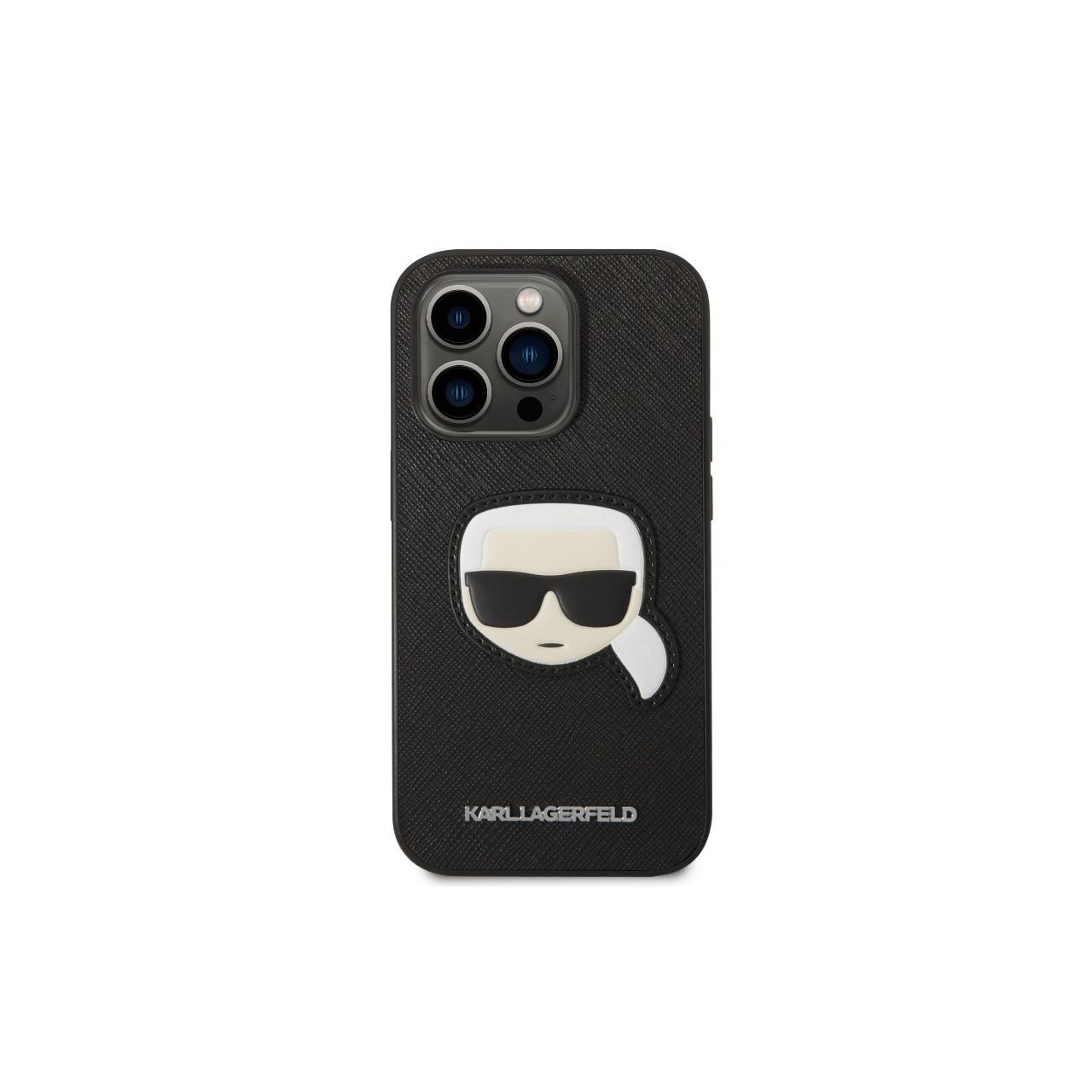 Coque Iphone 14 Pro Max Karl Lagerfeld Saffiano Tête De Karl Noir