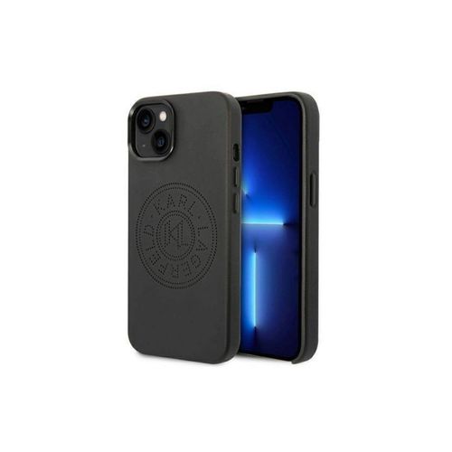Coque Iphone 14 Plus Karl Lagerfeld Cuir Pu Logo Perforé Noir