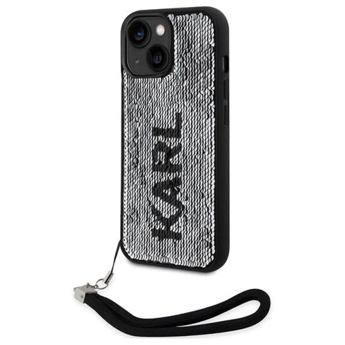 Karl Lagerfeld Iphone 14 Coque Réversible À Paillettes Noir / Argent