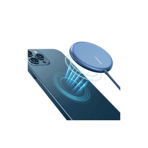 Mini Chargeur Magnétique Sans Fil Simple Baseus Pour Iphone Série 12, Câble Type-C 1,2 M, Bleu