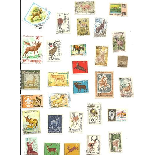 Cervidés 30 Timbres  16 Pays Différents