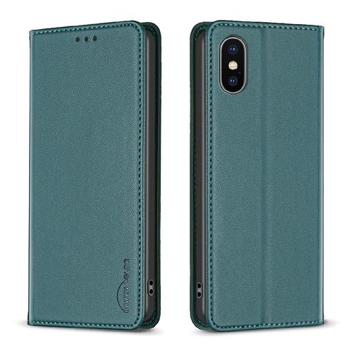 Étui Pour Iphone Xs Max Affaires Étui En Cuir Fente Multi-Carte Multi-Couleur Portefeuille - Vert