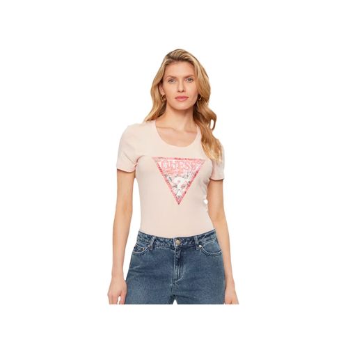T Shirt Guess Rn Triangle Femme Rose