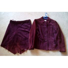 Tailleur Jupe Promod En Porc Velours Prune - Taille
