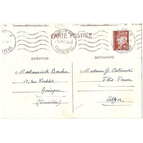 Carte Postale Pré-Oblitérée 1942 Pour Uniquement La Correspondance