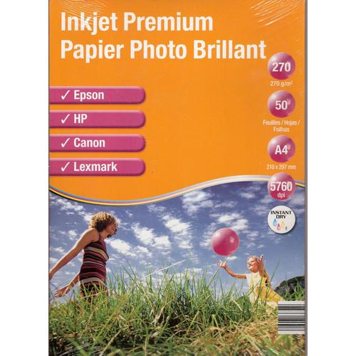 Inkjet premium - 50 feuilles Papier photo brillant Inkjet A4-270g-5760 dpi
