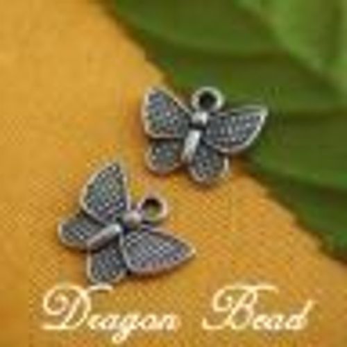 Lot De 5 Papillons Argent Tibetain Perle 10 X 11 Mm